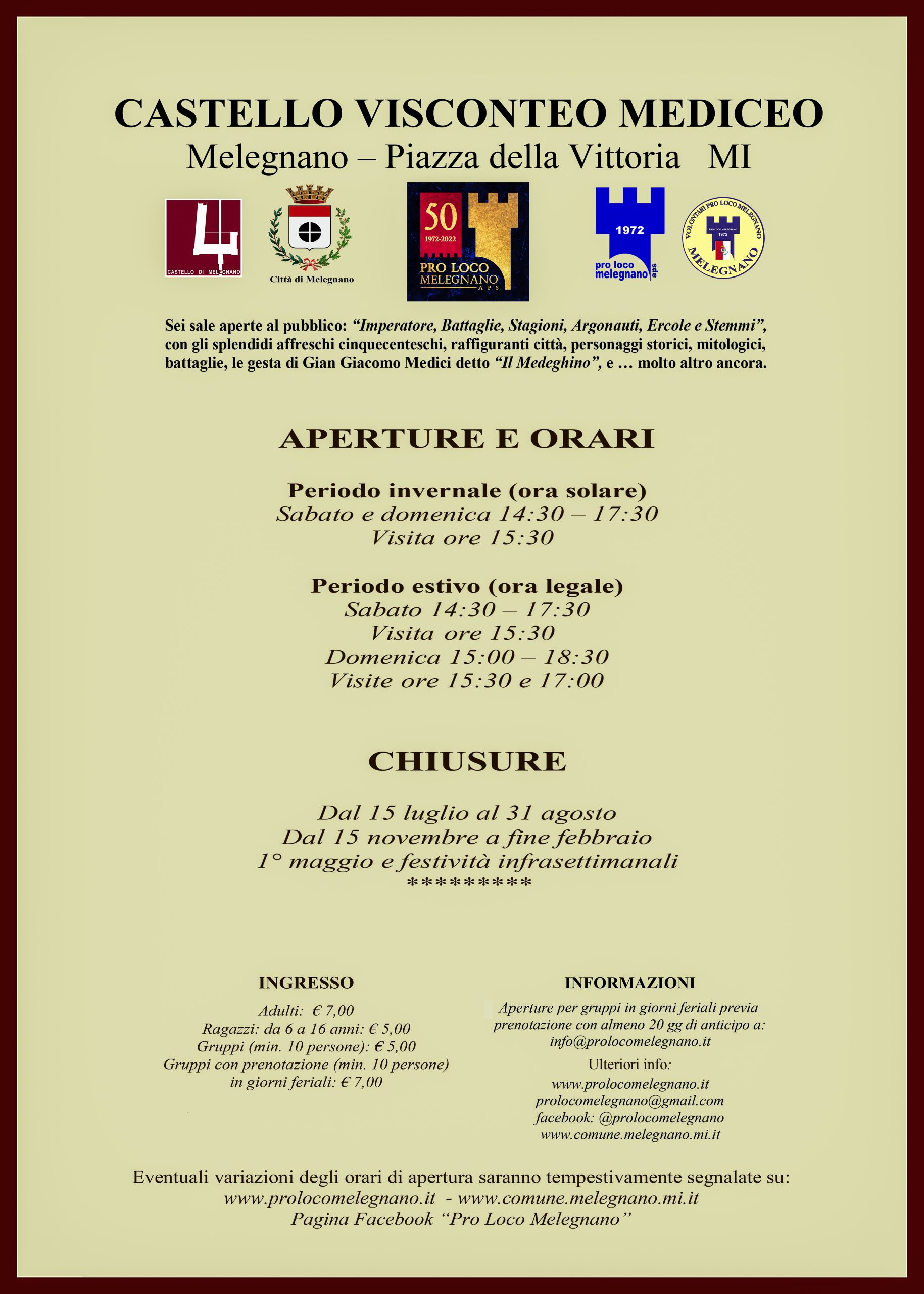 Info castello 2025 Locandina tessera socio 2025